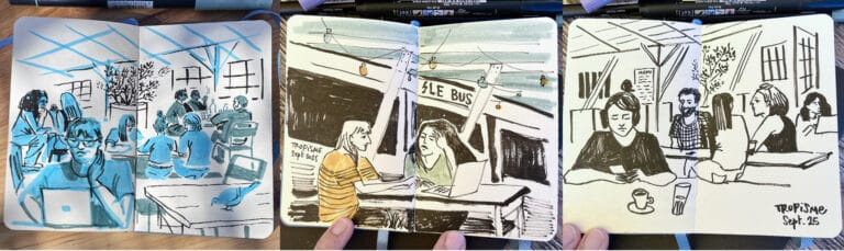 Reportage dessiné au café