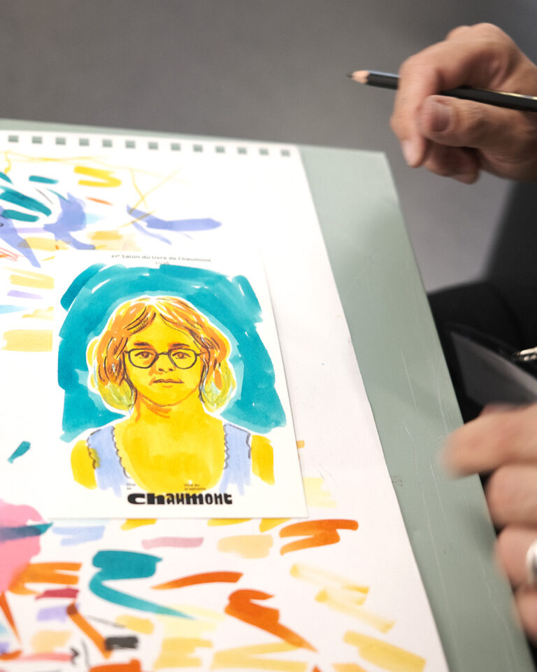 Dessin des visiteurs-visiteuses au salon du livre de Chaumont